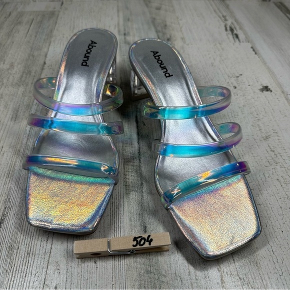 New Abound Nordstrom Ethan Clear Heel Strappy Iridescent Slide Sandal #504 - Picture 9 of 9